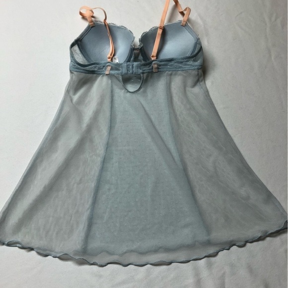 BABY Blue Mesh & Peach Baby Doll Chemise Size Small - Picture 4 of 10